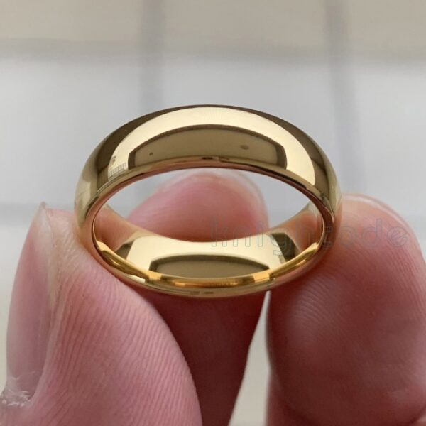 Anéis unissex, Clássico Cor Do Ouro, Casamento Banda De Carboneto De Tungstênio, Jóias Dome Polido Acabado Conforto Fit - Image 8