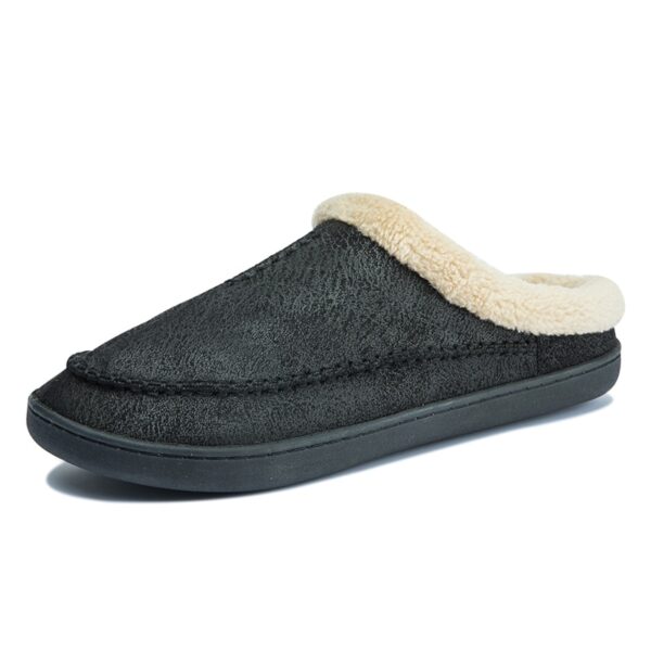 Chinelos masculino de couro impermeáveis, sapatos de algodão de camurça, fundo grosso, quente, casa interior, inverno - Image 10