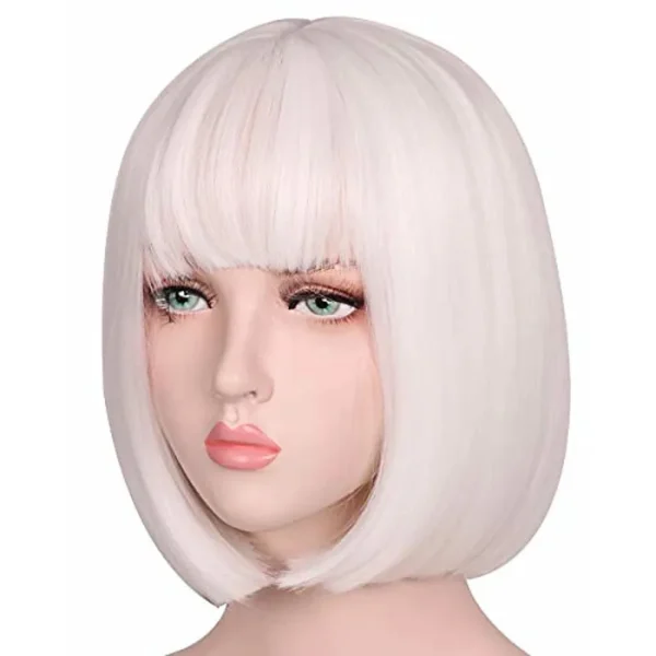 Perucas curta de cabelo sintético, Hairjoy, fibra resistente ao calor, branco puro, traje de festa - Image 20