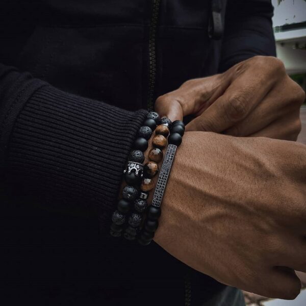 Pulseiras masculina, kit 3 pçs, micro pave cz 8mm disco ball & bar encantos, conjunto, 6mm matte contas de pedra pulseira bileklik - Image 21