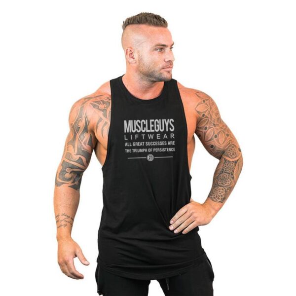 Camiseta masculina regata esportiva sem mangas, camiseta com corte muscular, camisa em y para treino - Image 11
