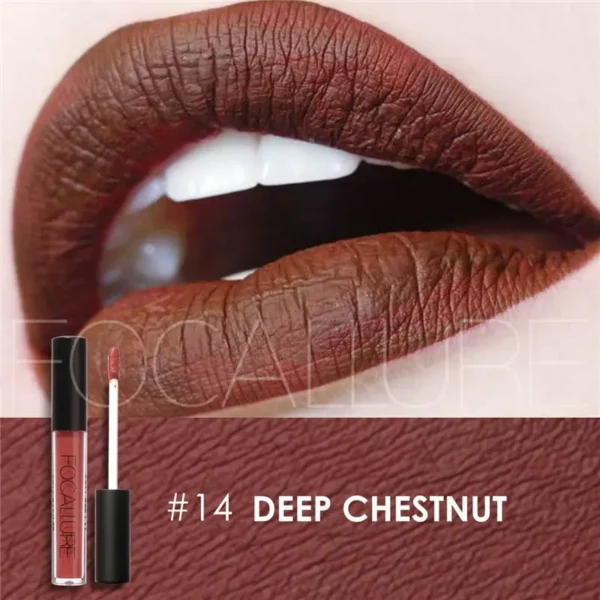 Batom brilho labial de veludo fosco, Focallure, duradouro, à prova d'água, nu, antiaderente, líquido, cosméticos - Image 23
