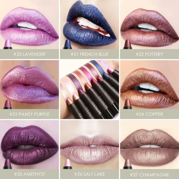 Batom Mate impermeável, Focallure, batom de longa duração, Shimmer Metal, hidratante, maquiagem de lábios, cosméticos, 31 cores - Image 14
