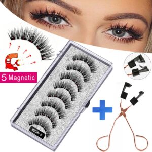 Cílios magnéticos naturais com imã, Mb3k 5,  3d artesanal 8 pçs magnético cílios conjunto pinça vison, olho cílios falso.