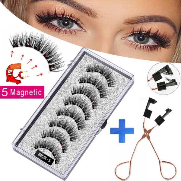 Cílios magnéticos naturais com imã, Mb3k 5,  3d artesanal 8 pçs magnético cílios conjunto pinça vison, olho cílios falso.
