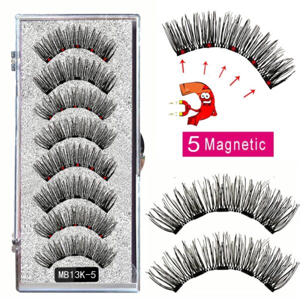 Cílios magnéticos naturais com imã, Mb3k 5,  3d artesanal 8 pçs magnético cílios conjunto pinça vison, olho cílios falso. - Image 23
