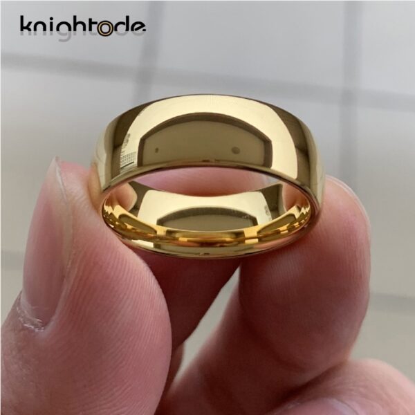 Anéis unissex, Clássico Cor Do Ouro, Casamento Banda De Carboneto De Tungstênio, Jóias Dome Polido Acabado Conforto Fit - Image 7