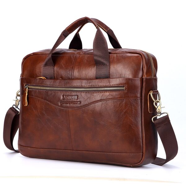 Bolsas casuais de couro genuíno, sacos para laptop, sacos masculinos de viagem de negócios, bolsa de ombro masculina - Image 14