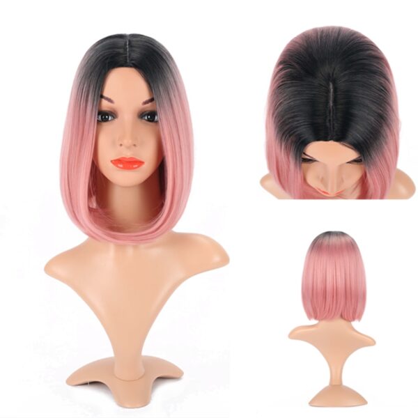 Peruca curta reta sem franja, fibra sintética resistente ao calor, loira colorido, perucas curtas rosa, traje cosplay - Image 16