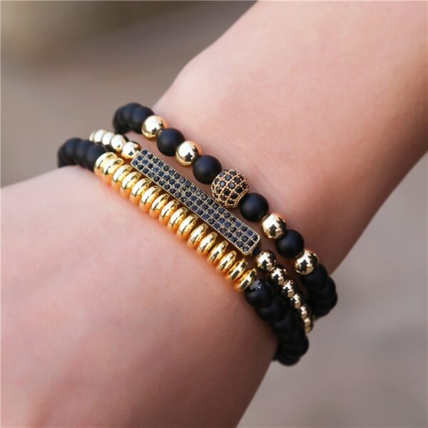 Pulseiras masculina, kit 3 pçs, micro pave cz 8mm disco ball & bar encantos, conjunto, 6mm matte contas de pedra pulseira bileklik - Image 30