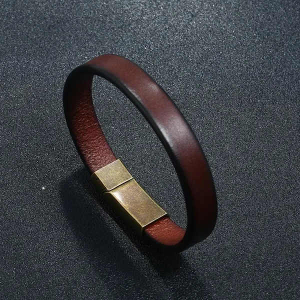 Pulseiras masculina de couro marrom, Jiayiqi, fecho magnético de aço inoxidável, braceletes fashion, novo, presente, 18,5 cm, 20,5 cm, 22,5 cm - Image 3