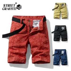 Bermudas masculina de algodão, estampada, calças casuais, jeans da moda Bermuda, calças de praia, roupas de verão, novo, 2023