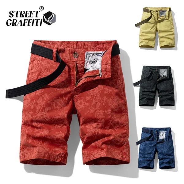 Bermudas masculina de algodão, estampada, calças casuais, jeans da moda Bermuda, calças de praia, roupas de verão, novo, 2023