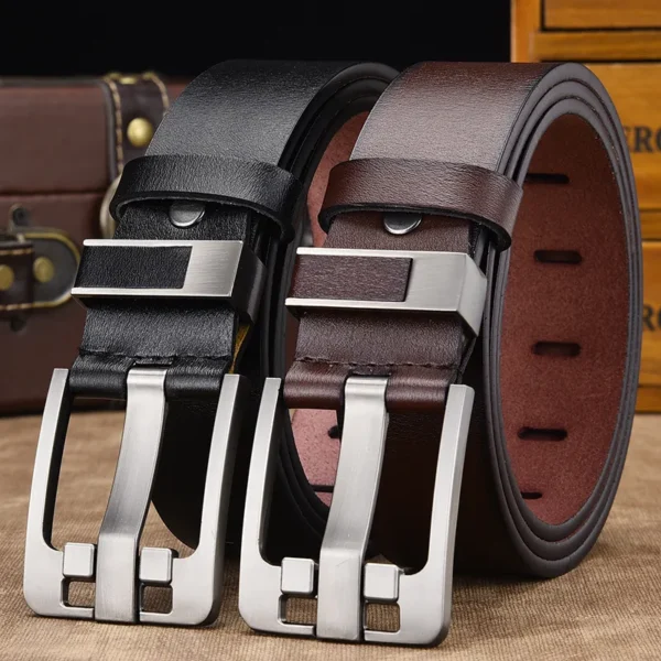 Cintos de couro genuíno, masculino, DWTS, com fivela de pino, alça masculina, alta qualidade, luxo, extravagante, vintage frete - Image 2