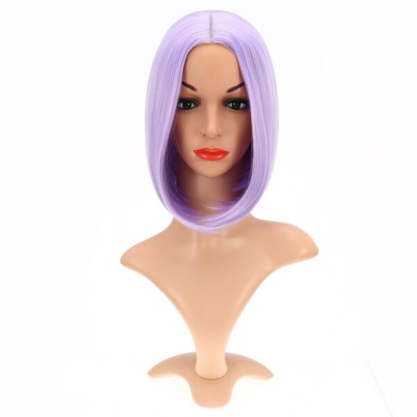 Peruca curta reta sem franja, fibra sintética resistente ao calor, loira colorido, perucas curtas rosa, traje cosplay - Image 3