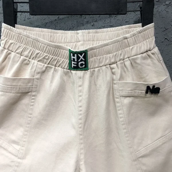 Calças feminina, primavera verão, coreia, cintura elástica, solta jeans branco todo-combinado casual algodão denim harém s982 - Image 4
