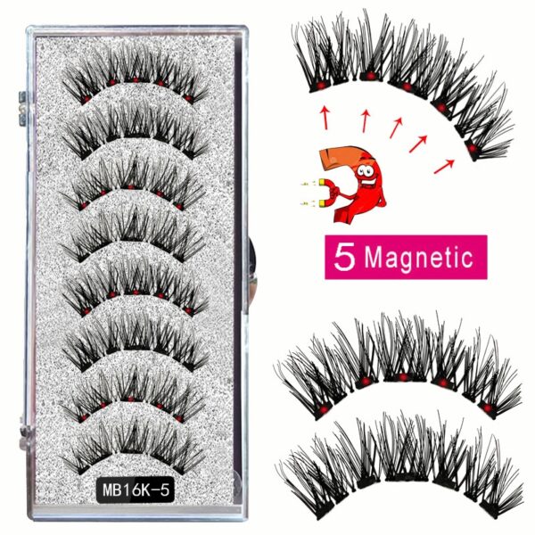 Cílios magnéticos naturais com imã, Mb3k 5,  3d artesanal 8 pçs magnético cílios conjunto pinça vison, olho cílios falso. - Image 10