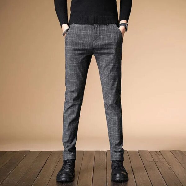 Calças masculina 4 estações, xadrez,  de negócios, roupas em linha reta casual harem calças tamanho 38 - Image 20
