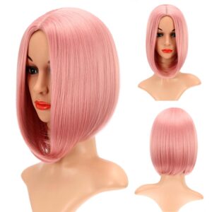 Peruca curta reta sem franja, fibra sintética resistente ao calor, loira colorido, perucas curtas rosa, traje cosplay
