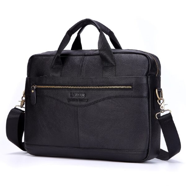 Bolsas casuais de couro genuíno, sacos para laptop, sacos masculinos de viagem de negócios, bolsa de ombro masculina - Image 3