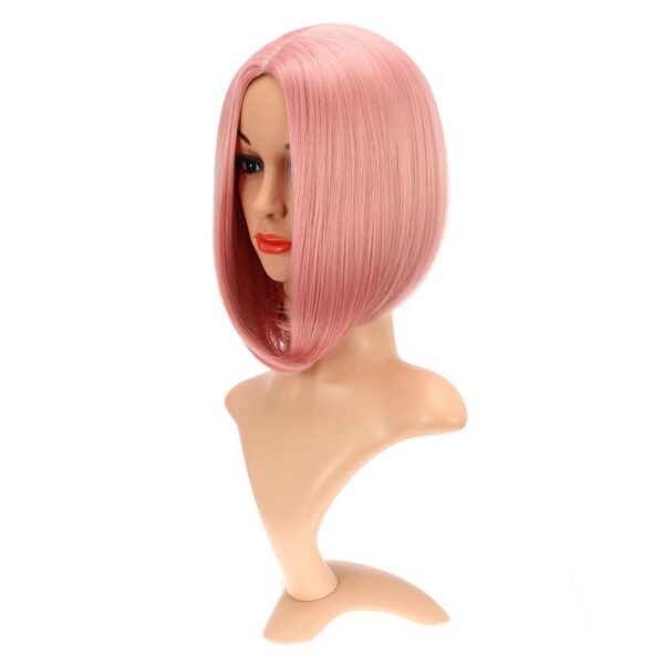 Peruca curta reta sem franja, fibra sintética resistente ao calor, loira colorido, perucas curtas rosa, traje cosplay - Image 2