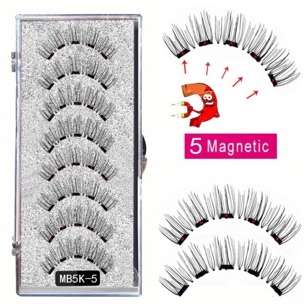 Cílios magnéticos naturais com imã, Mb3k 5,  3d artesanal 8 pçs magnético cílios conjunto pinça vison, olho cílios falso. - Image 24