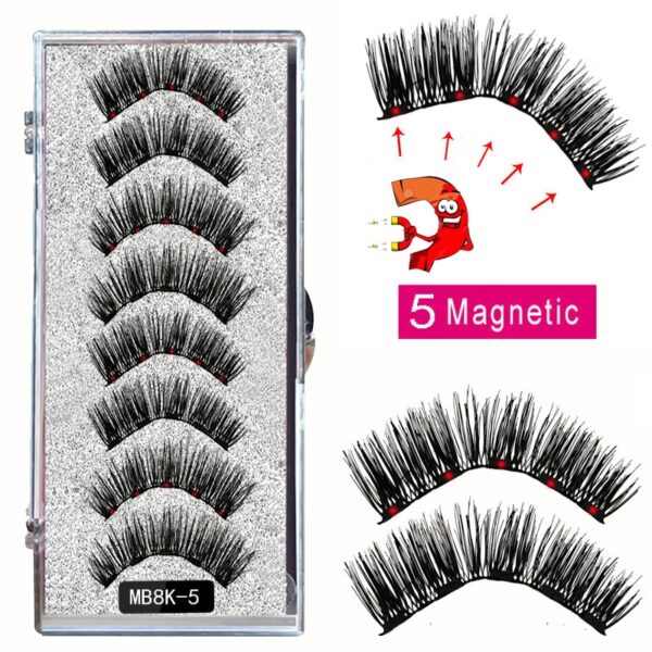 Cílios magnéticos naturais com imã, Mb3k 5,  3d artesanal 8 pçs magnético cílios conjunto pinça vison, olho cílios falso. - Image 22