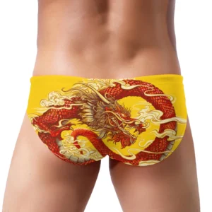 Sungas masculina, estilo chinês de banho, dragão, sexy, de natação briefs surf troncos homme
