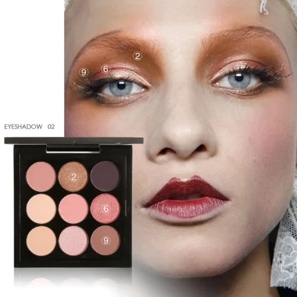 Sombras feminina - Paleta de sombras foscasFocallure, impermeável, duradoura, diamante, brilho, glitter, maquiagem de sombra, cosméticos, 9 cores - Image 3