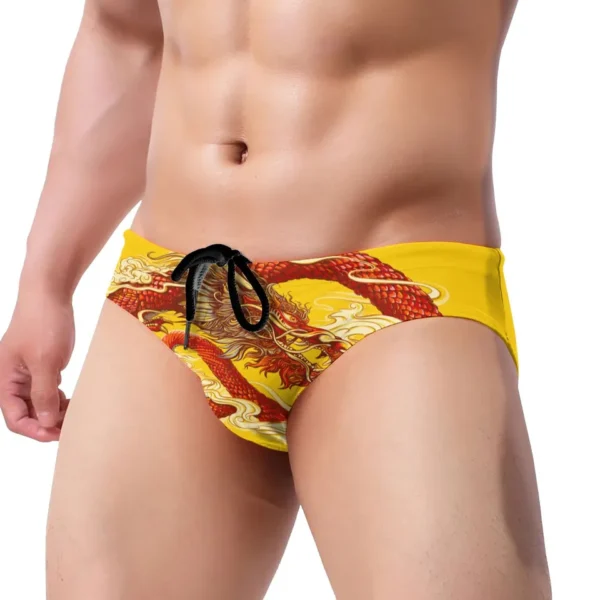 Sungas masculina, estilo chinês de banho, dragão, sexy, de natação briefs surf troncos homme - Image 10