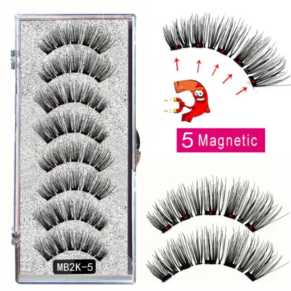 Cílios magnéticos naturais com imã, Mb3k 5,  3d artesanal 8 pçs magnético cílios conjunto pinça vison, olho cílios falso. - Image 13