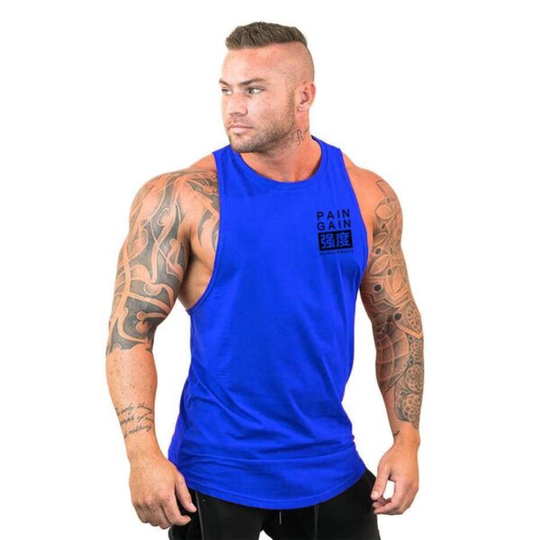 Camiseta masculina regata esportiva sem mangas, camiseta com corte muscular, camisa em y para treino - Image 9
