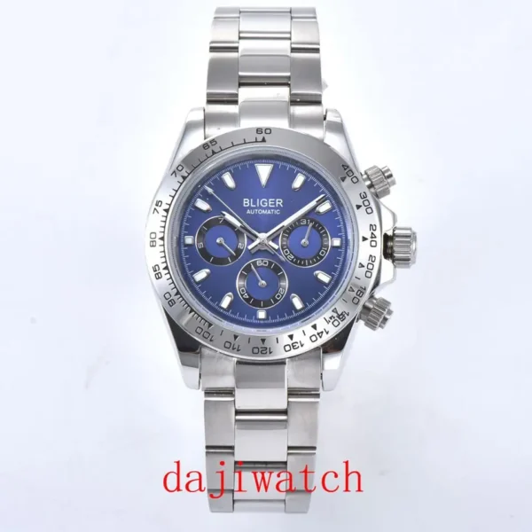 Relógios de pulso masculino mecânico de alta qualidade bliger39mm, relógio com função data e vidro, com movimento automático - Image 2