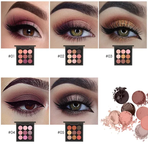 Sombras feminina - Paleta de sombras foscasFocallure, impermeável, duradoura, diamante, brilho, glitter, maquiagem de sombra, cosméticos, 9 cores - Image 10