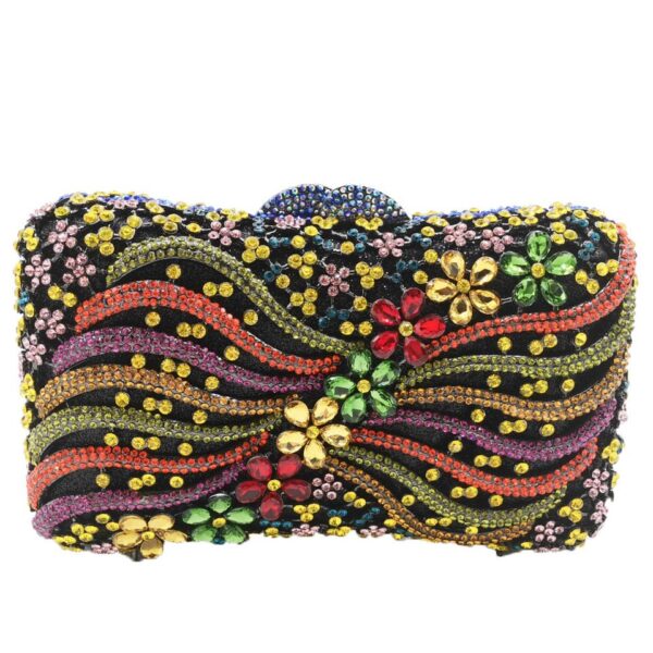 Bolsa feminina Cristal Diamante Beading Clutch Purse, Evening Bag, Chain Shoulder Bag, Prata, Ouro, Preto - Image 14