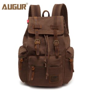 Mochila de lona vintage AUGUR, escolar, bolsa de viagem, grande capacidade, bolsa retrô para laptop, nova moda