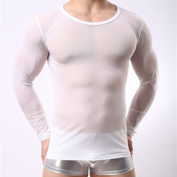 Camisetas masculina LGBTQ, manga longa, Undershirt, Nylon, Sleeves T Shirts Male Sexy transparente shirt Underwear - Image 8