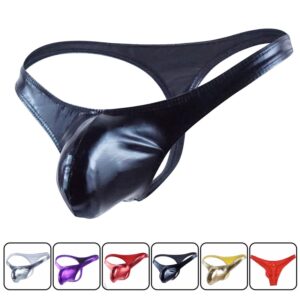 Cuecas masculinas gay de algodão com listras, sexy, fio dental, busto com tanga, couro sintético.