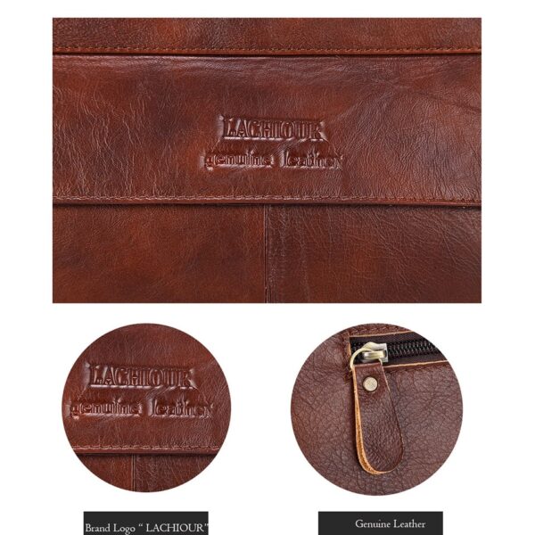 Bolsas casuais de couro genuíno, sacos para laptop, sacos masculinos de viagem de negócios, bolsa de ombro masculina - Image 4