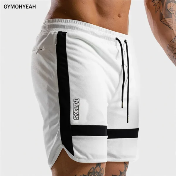 Shorts masculino respirável de ginástica, de treino, malha, roupa esportiva de secagem rápida, jogger, marca praia, calça curta, verão, nova