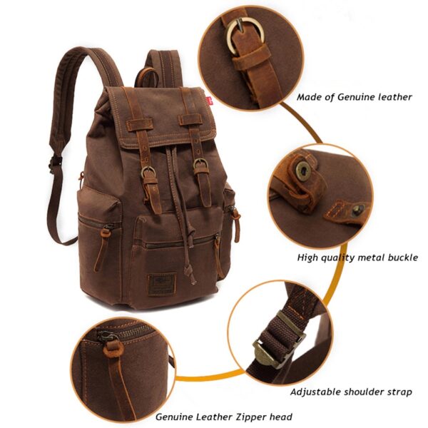 Mochila de lona vintage AUGUR, escolar, bolsa de viagem, grande capacidade, bolsa retrô para laptop, nova moda - Image 2
