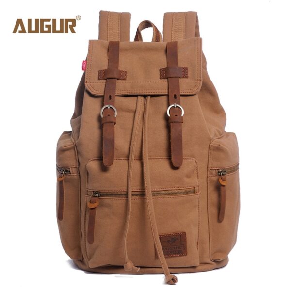 Mochila de lona vintage AUGUR, escolar, bolsa de viagem, grande capacidade, bolsa retrô para laptop, nova moda - Image 9