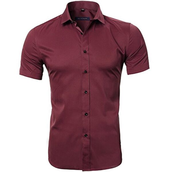 Camisas masculina em fibra de bambu, slim fit, manga comprida, sem ferro, fácil cuidado, formal, roxa, nova, 2023 - Image 21