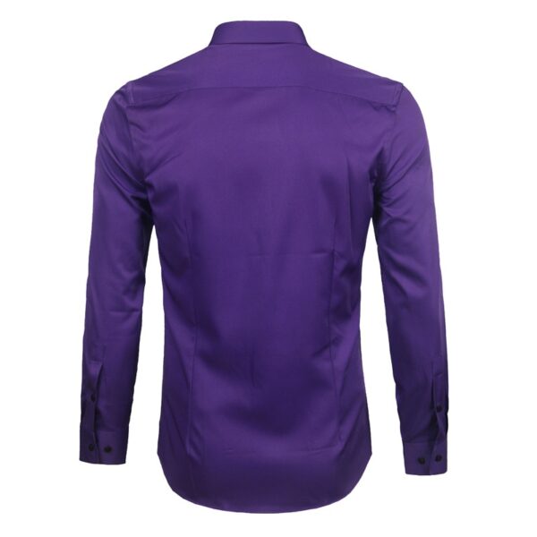 Camisas masculina em fibra de bambu, slim fit, manga comprida, sem ferro, fácil cuidado, formal, roxa, nova, 2023 - Image 28