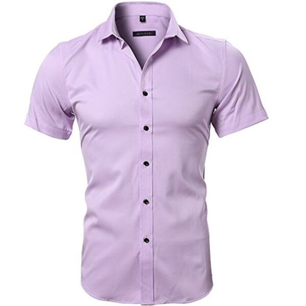 Camisas masculina em fibra de bambu, slim fit, manga comprida, sem ferro, fácil cuidado, formal, roxa, nova, 2023 - Image 27