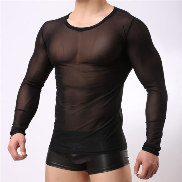 Camisetas masculina LGBTQ, manga longa, Undershirt, Nylon, Sleeves T Shirts Male Sexy transparente shirt Underwear - Image 7