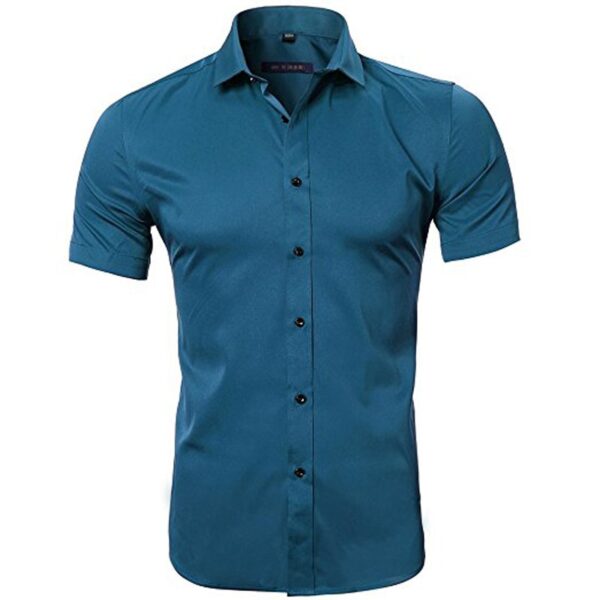 Camisas masculina em fibra de bambu, slim fit, manga comprida, sem ferro, fácil cuidado, formal, roxa, nova, 2023 - Image 12