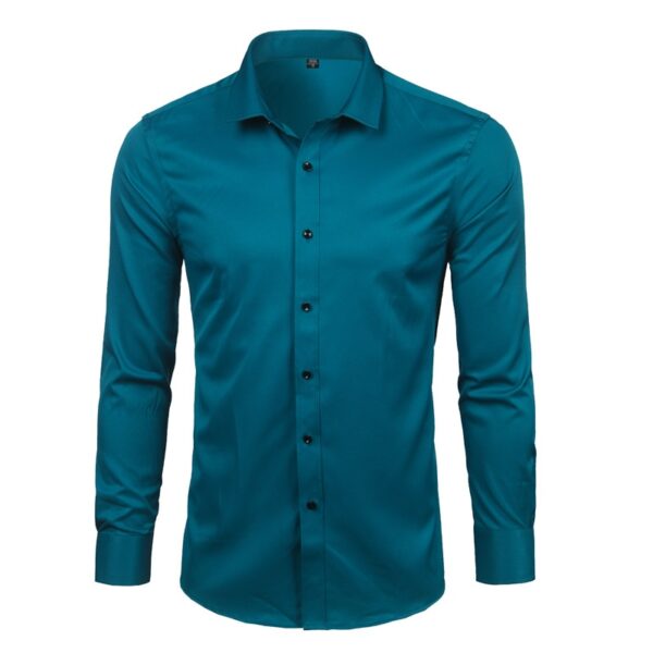 Camisas masculina em fibra de bambu, slim fit, manga comprida, sem ferro, fácil cuidado, formal, roxa, nova, 2023 - Image 19