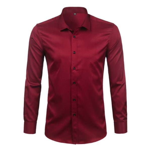 Camisas masculina em fibra de bambu, slim fit, manga comprida, sem ferro, fácil cuidado, formal, roxa, nova, 2023 - Image 31