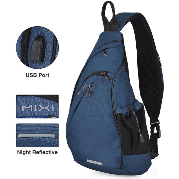 Mochila de Ombro MIXI, Bolsa Crossbody Sling USB, Ciclismo, Esportes, Viagem, Moda Versátil, Bolsa de Estudante - Image 7